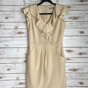 A WEAR Women's cream/yellow Ruffle Collar Dress